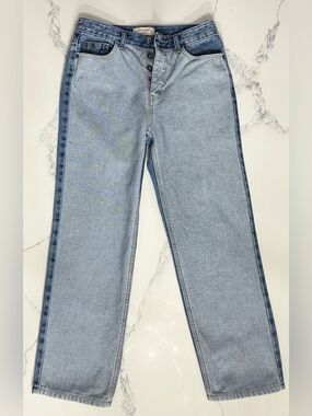 Women's Light Blue Two-Tone Straight Leg Jeans W28 L25